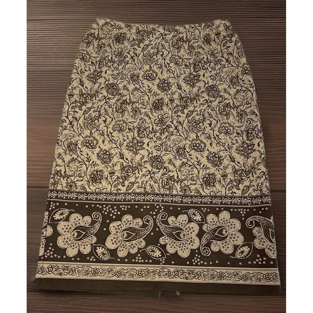 SAG HARBOR Women's Brown Floral Soft Velvet Like Material A-LINE SKIRT Size 14 P